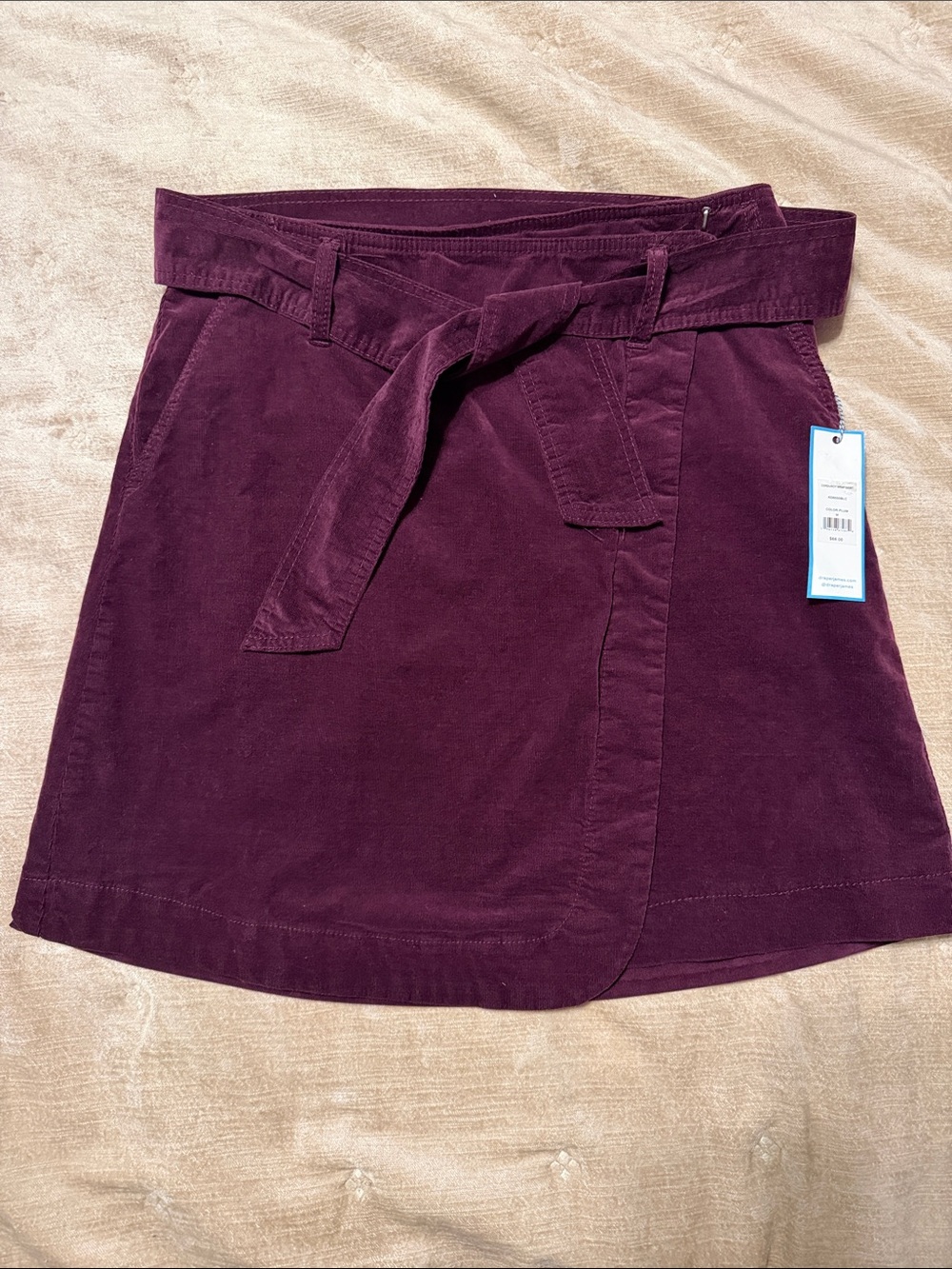 NWT Draper James RSVP Plum Wrap Skirt with Self-Tie Belt